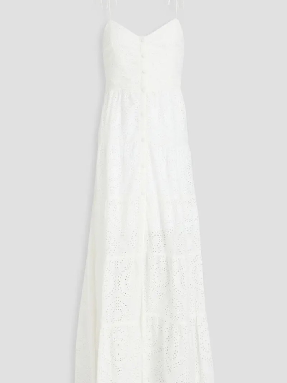 Alice + Olivia White Eyelet Button-Front Maxi Dress